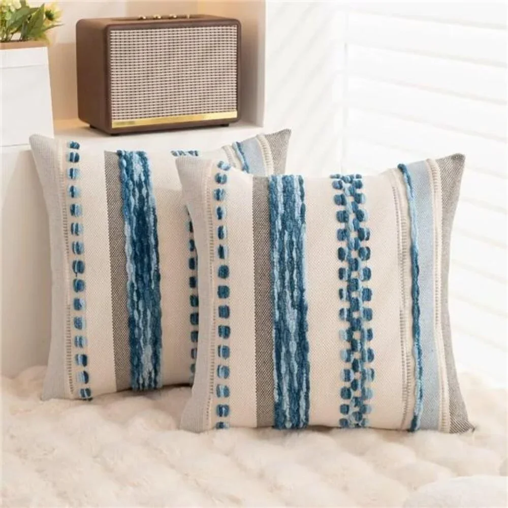 Boho Throw Pillow Covers 18x18 Set of 2 Farmhouse Decorative Cushion Case